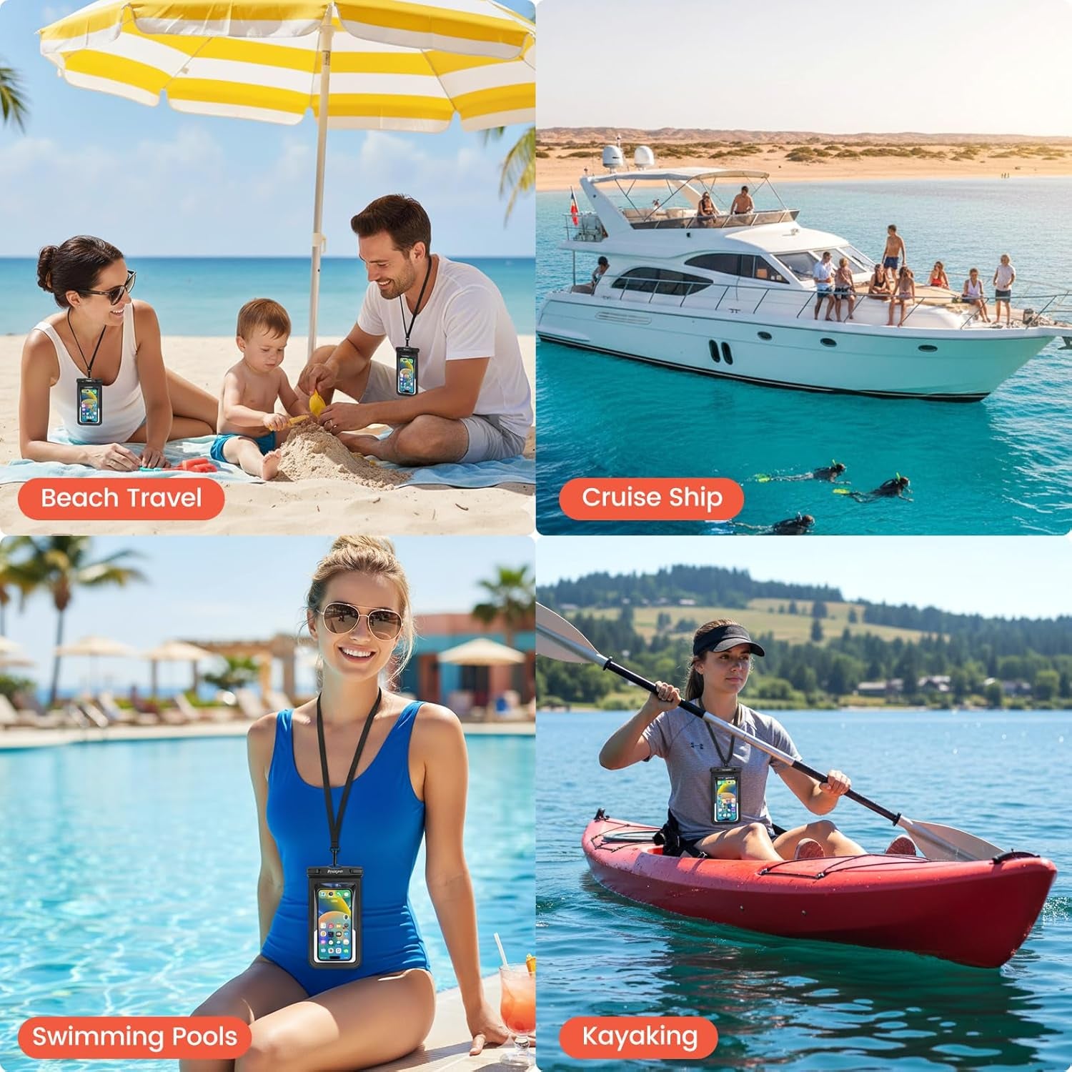 Waterproof Phone Pouch [Up to 8.5"] - 2 Pack, IPX8 Waterproof Phone Case with Lanyard for Iphone 17 16 15 Pro Max, Touchscreen & Photograph, Cellphone Dry Bag for Beach Cruise Essentials 2026